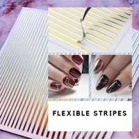 1 sheet nail sticker goldsilverrainbow stripe lines 3d metal strip tape adhesive for nail art decoration sticker diy decals
