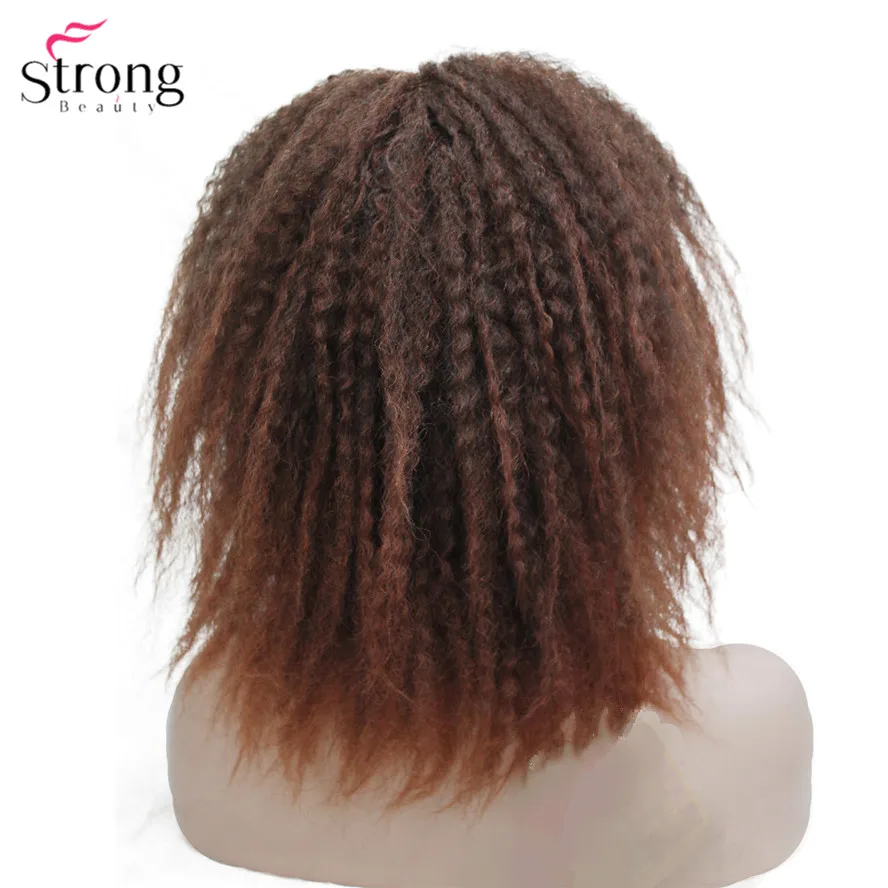 StrongBeauty афроамериканские парики Омбре Волосы Кудрявые вьющиеся средней длины черный/рыжий синтетический парик