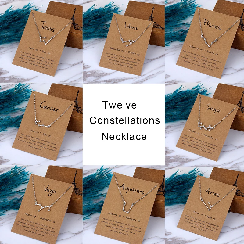 KISSWIFE 12 Созвездие Знак зодиака ожерелье для женщин Серебряный Цвет ювелирные
