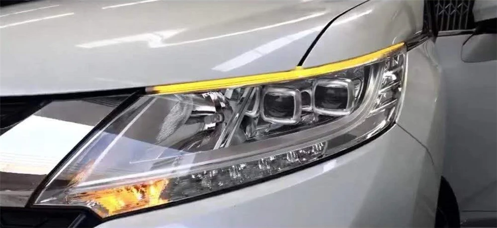 2 шт. ультратонкие автомобильные DRL светодиодный дневные ходовые огни белый указатель поворота желтая направляющая полоса для сборки фар Прямая поставка