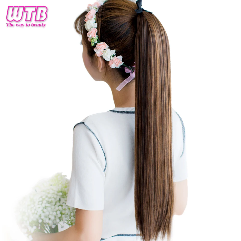 WTB Синтетические Длинные Прямые Шнурки конский хвост клип в наращивание волос