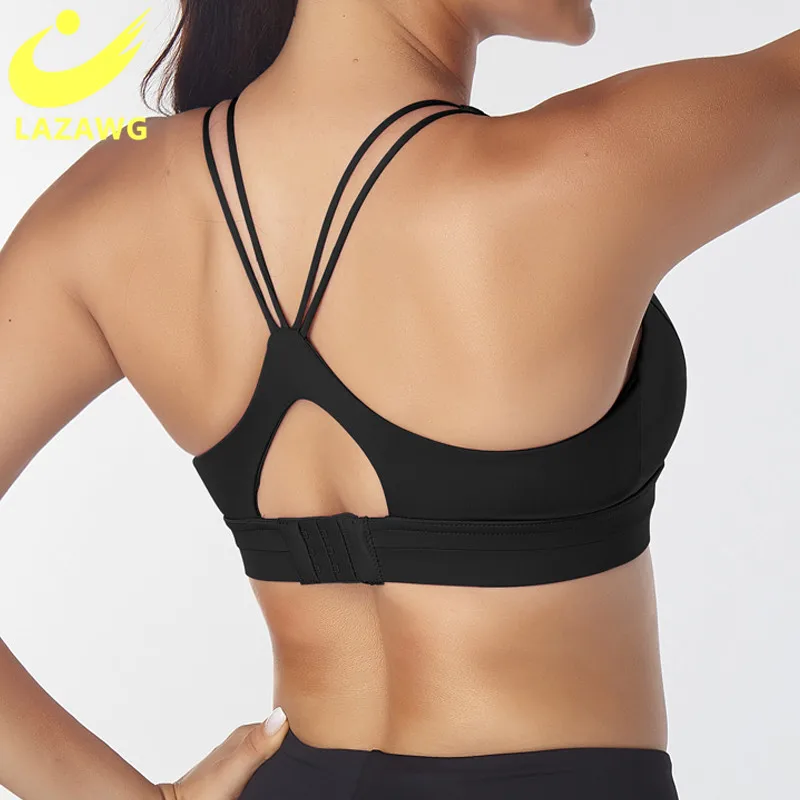 

LAZAWG Sports Bras Crop Top Yoga Bralette Fitness Gym Running Sportswear Women Cross Back Underwear Push Up Brassiere Plus Size