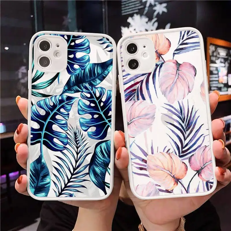 

Retro flower leaf pattern Phone Cases Matte Transparent for iPhone 7 8 11 12 s mini pro X XS XR MAX Plus cover funda