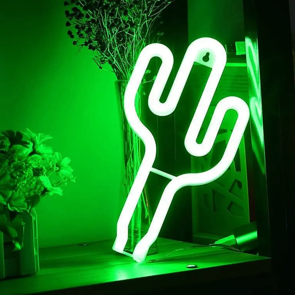 

Led Neon Light Charming Cactus Shape Neon Lights Neon Sign For Room Home Party Wedding Decoration Xmas Gift Neon Lamp