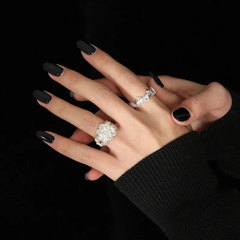 

Statement Rings Sterling Silver 925 For Women Irregular Personalized Trendy Designer Wavy Open Ring Anillos Plata Fine Jewellery
