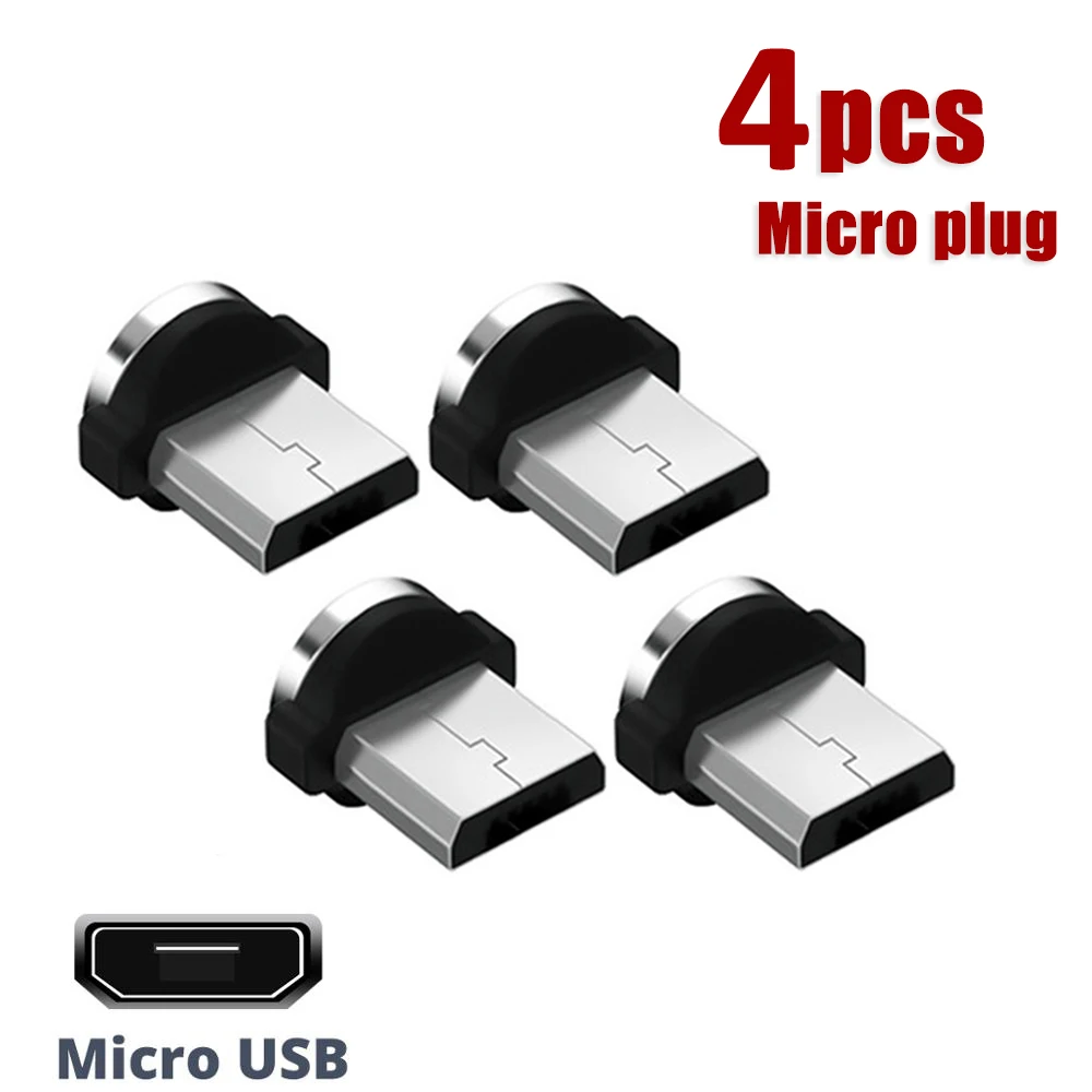 uslion 4 pcs 360 rotation magnetic cable plug tips for mobile phone replacement parts durable converter charging cable adapter free global shipping