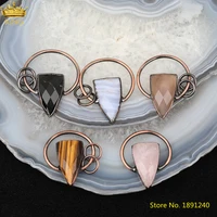 random natural pink quartz arrowhead hoop charms pendantplated bronze stone charms for key accessories making dss 258kbac