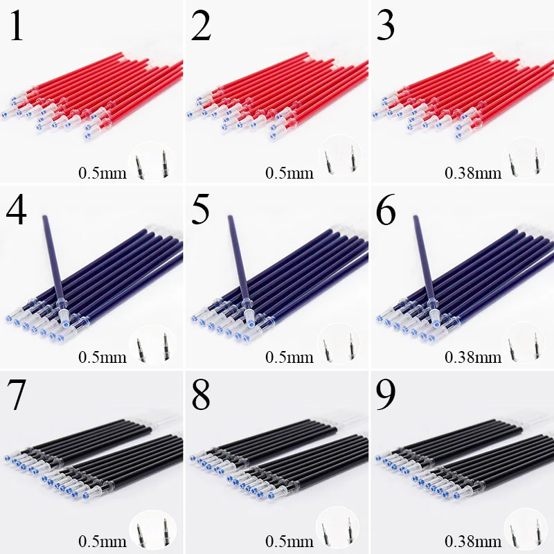 

50 Pcs/lot Gel Pen Refills 0.38 / 0.5mm Classic Blue Red Black Ink Replaceable Refill for Writing 13 CM Office School Supplies