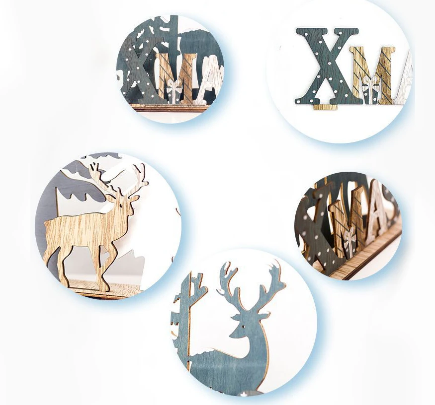 Деревянный орнамент с оленями Рождественское украшение для дома оленем