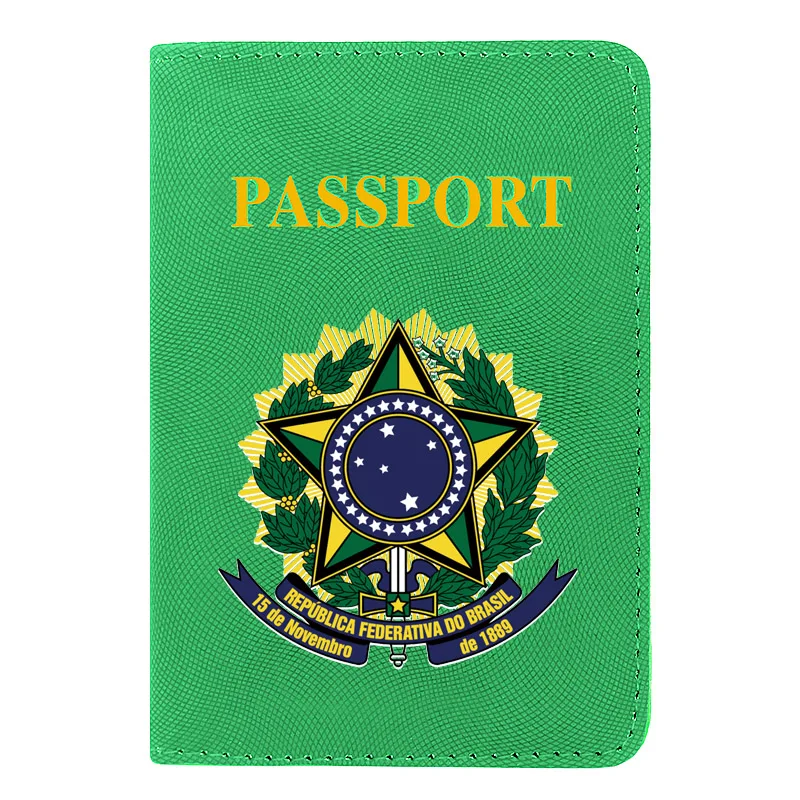 

The National Emblem Of Brazil Printing Men Women Passport Cover Leather Travel Pocket Wallet Bags