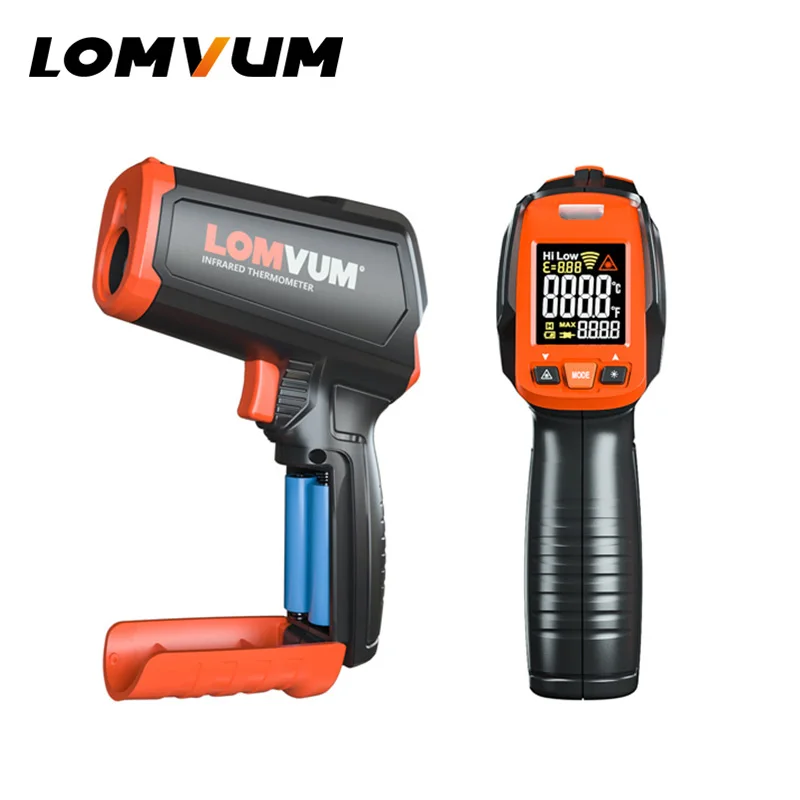 LOMVUM Digital Infrared Thermometer Non Contact Temperature Gun Laser Handheld IR Temp Gun Colorful LCD Display 50-580C Alarm images - 6