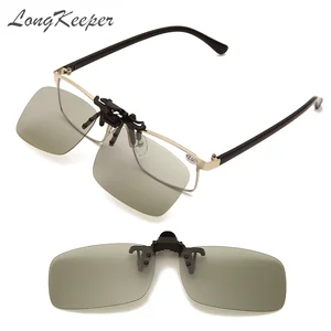 LongKeeper Polarized Photochromic Lenses Clip On Sunglasses Car Driver Goggles Anti-UV Sun Glasses D