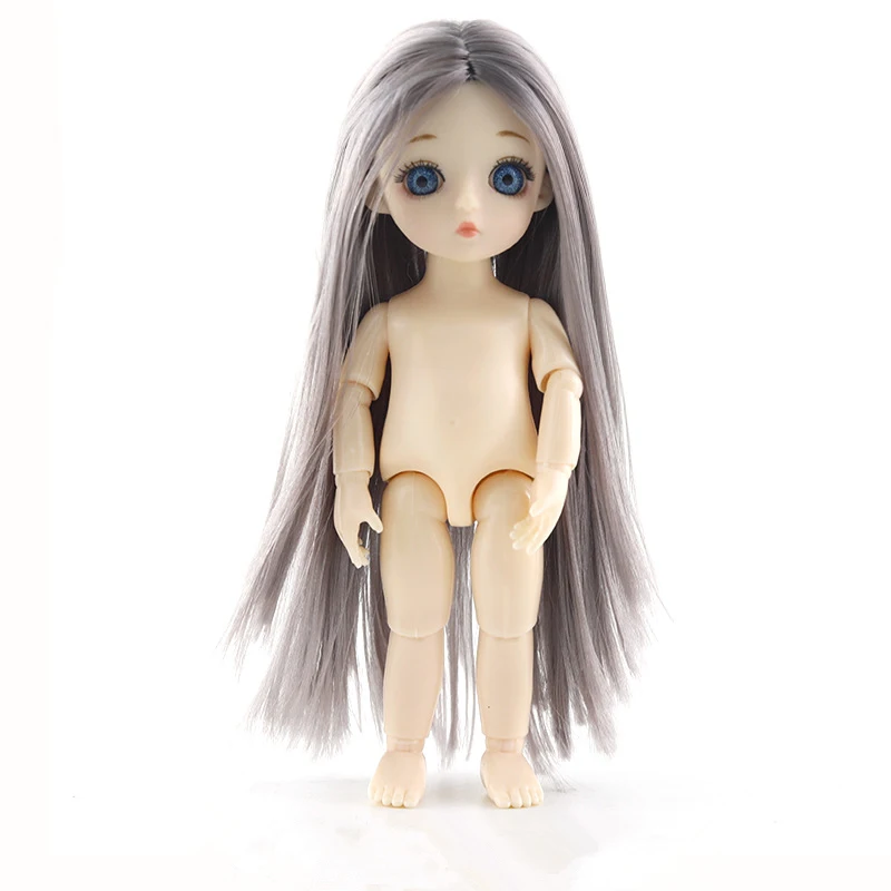 Gray Blue eye 13 подвижных шарнирных 15 см 1/8 куклы игрушки BJD Детская кукла Обнаженная Женская мода тела Куклы Игрушки для девочек подарок нормальная кожа - Цвет: Gray Blue eye