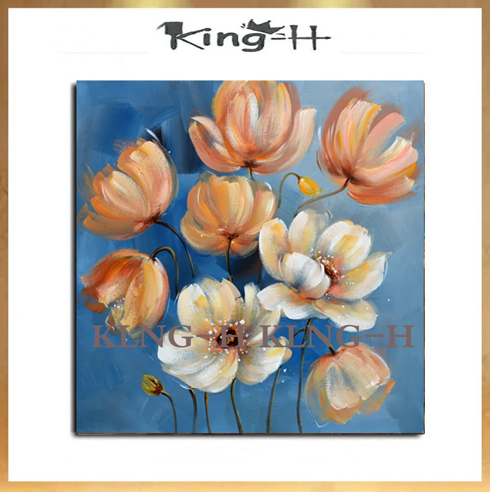 

Pintura de lienzo grande pintada a mano flores abstractas pintura al óleo en lienzo pared arte pared imagen para decoración del