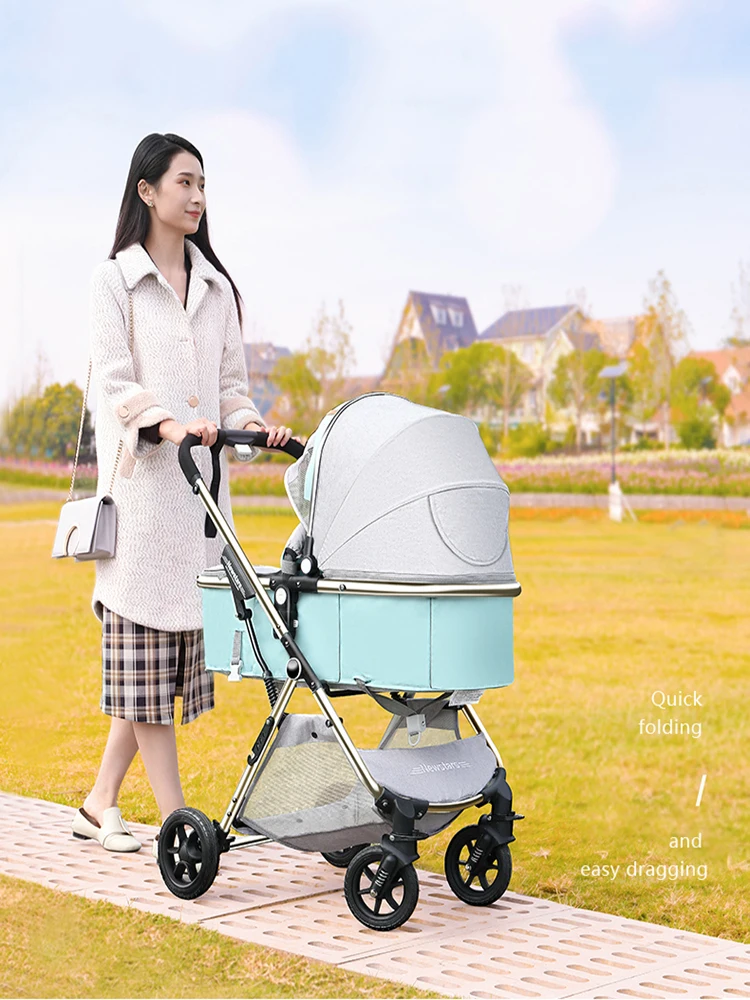 Легкая детская коляска портативная складная может сидеть лежать для