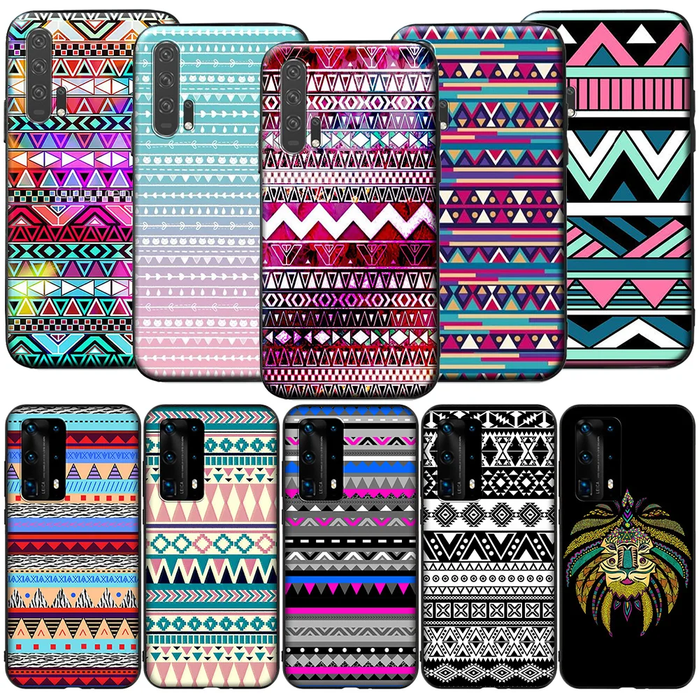 Цветной силиконовый чехол GX28 Aztec Tribal Tribe для Huawei P9 P10 P20 P30 P40 Y6 2018 Y7 Y9 Lite Pro Max Prime Mini -