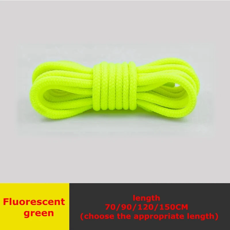 Fluorescent green Классические круглые шнурки; Ботинки martin; белые ботинки на шнурках; однотонные кроссовки для отдыха из полиэстера; обувь унисекс с кружевом; 21 цвет - Цвет: Fluorescent green