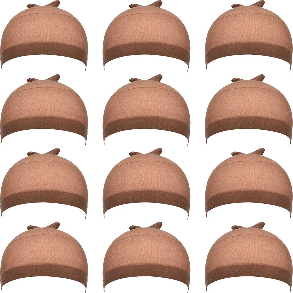 

12pcs High Quality Wig Cap Brown Stocking Cap To Cosplay Wig Caps Stocking Elastic Liner Mesh For Making Wigs#y30