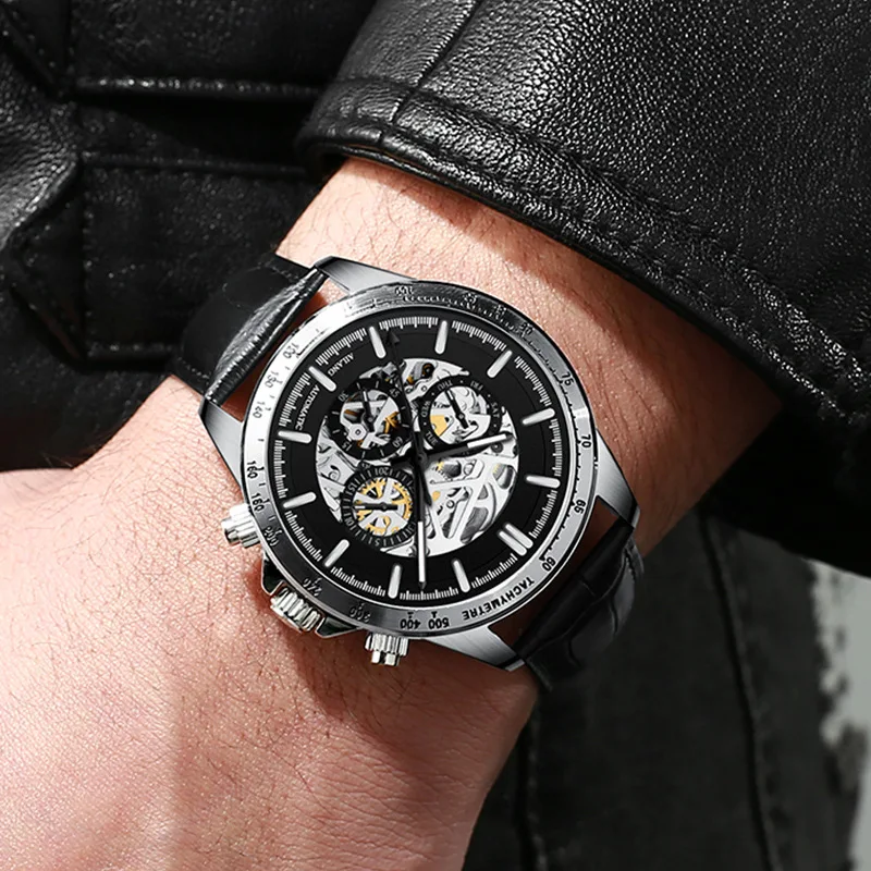 Top Brand Mechanical Wristwatch Luxury Fashion Fully Automatic Week Stainless Steel Waterproof Sport 30M Watch Men AILANG 8827B enlarge