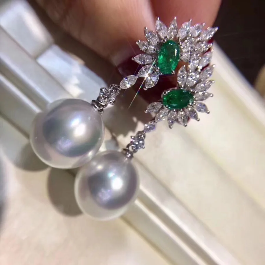 Женские серьги из натурального австралийского происхождения круглые чистого 18