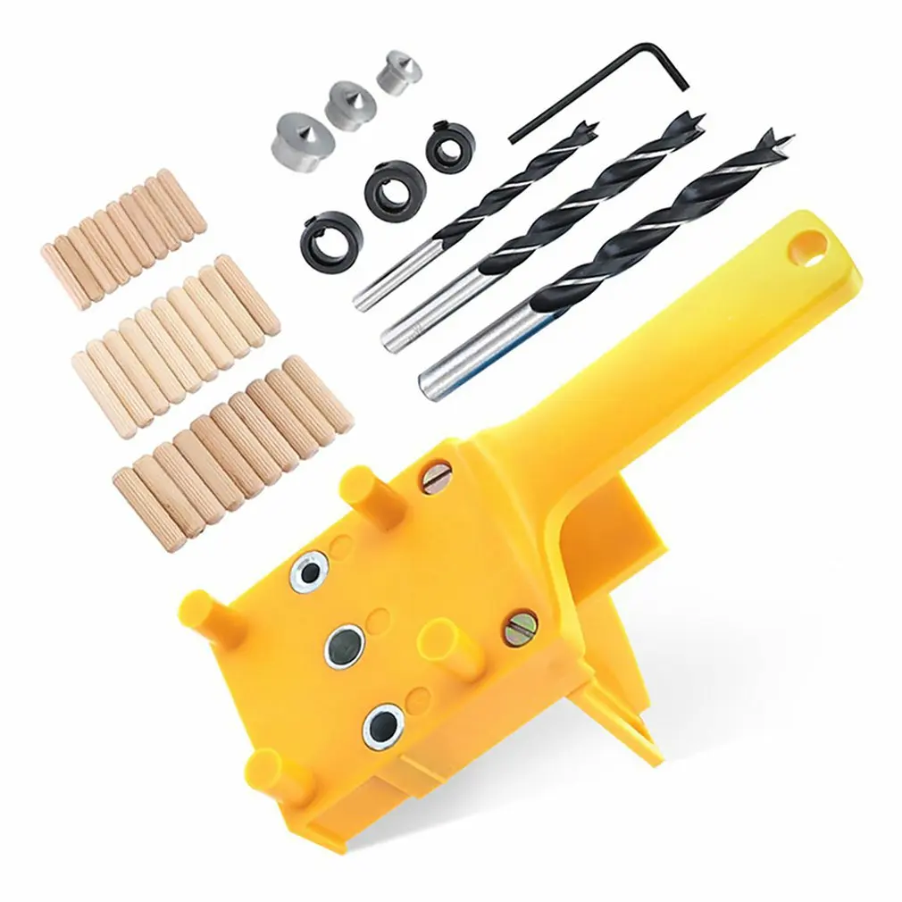 

3pcs Woodworking Dowel Jig Drill Guide Positioning Tools With Metal Dowel Pins 6 8 10mm Drilling Wood Drilling Hole Saw Kit