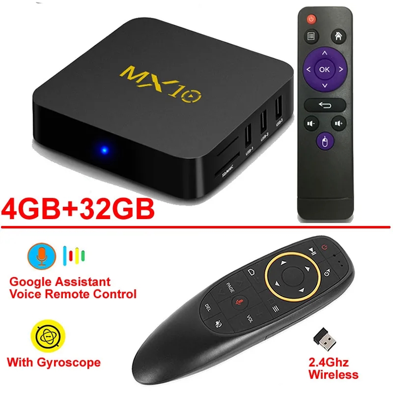 4GB 32GB G10 remote MX10 Смарт ТВ приставка Android 9,0 Rockchip RK3328 DDR4 4 ГБ ОЗУ 64 Гб ПЗУ IP ТВ смарт-приставка 4K USB 3,0 HDR H.265 медиаплеер коробка - Цвет: 4GB 32GB G10 remote