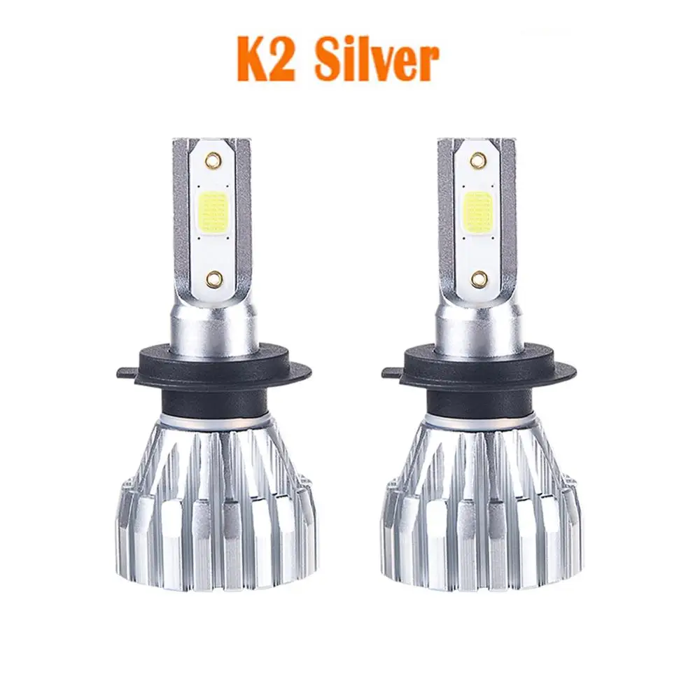 K2 Silver Светодиодный H7 H4 H1 H11 H8 Автомобильная Лампа 6000K лампа 9005 9006 HB3 HB4 12V 24V K Серия COB/1860 чип люсис привело Para Авто ампулы светодиодный Voiture - Испускаемый цвет: K2 Silver