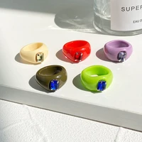 2021 couples gothic accessories mens womans ring vintage resin diamond macaron candy color knuckle ring jewelry anillos mujer