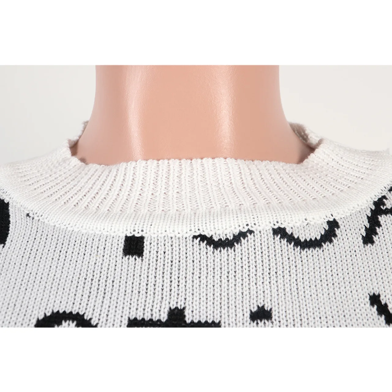 ANJAMANOR/вязаный свитер белого цвета с надписью Осенняя женская зимняя одежда