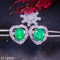 kjjeaxcmy fine jewelry natural emerald 925 sterling silver women earrings new ear studs support test popular luxury