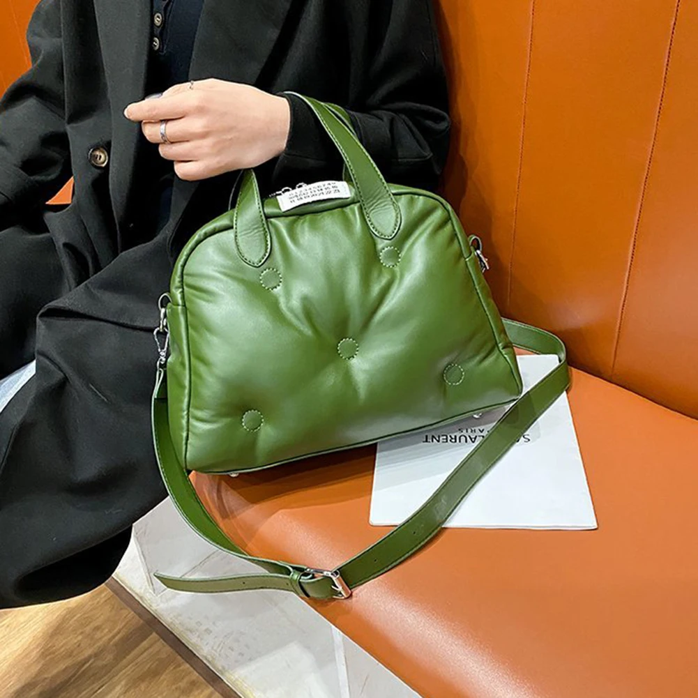 

Women Shoulder Bag Women Solid Color Quilted Lattice Messenger Bag Nylon Fashion Ladies Handbag for Shopping Traveling