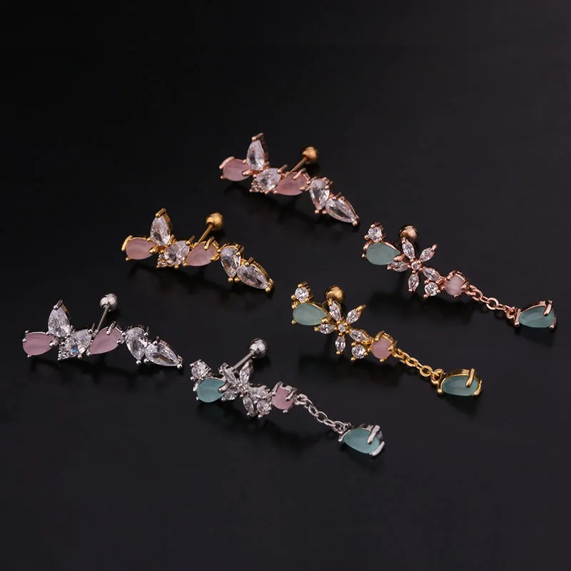 CZ Flower New Fashion Ear Studs Helix Piercing Cartilage Earring Conch Rook Tragus Stud Jewelry | Украшения и аксессуары