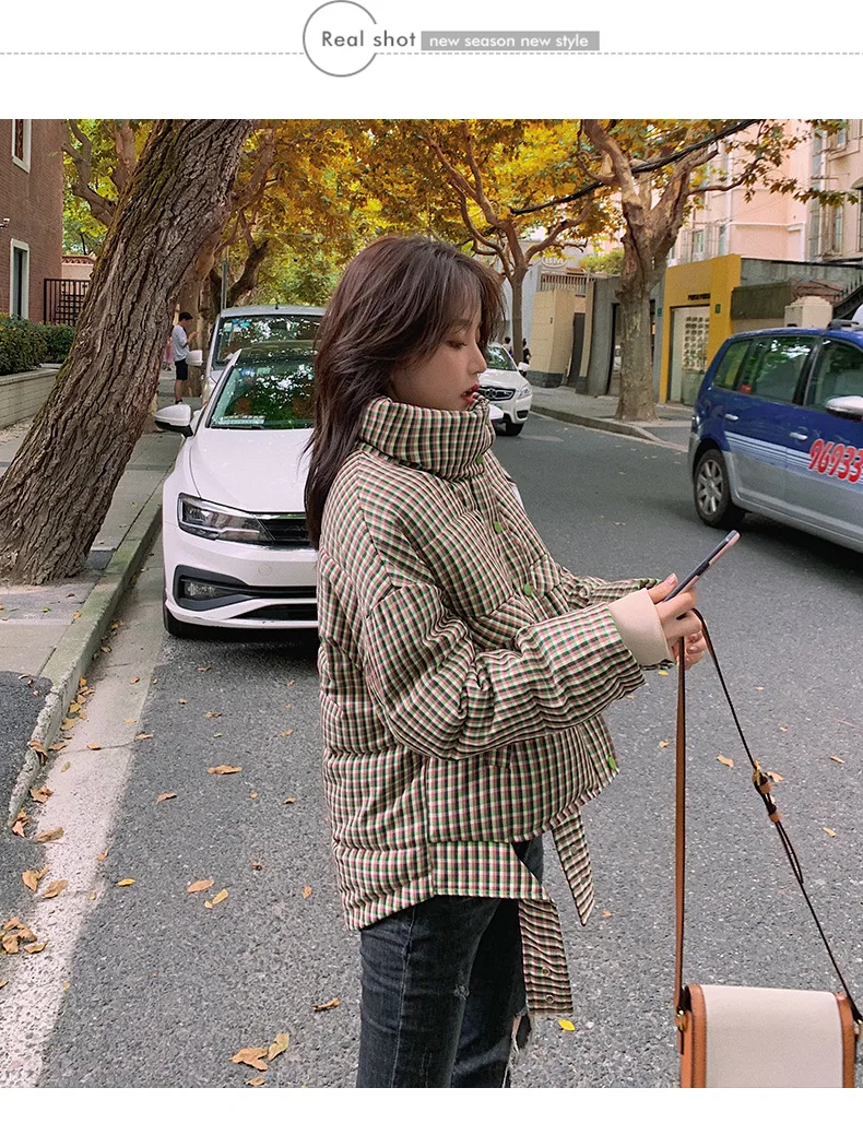 

Winter Jacket New Korean Version Houndstooth Coat Suit Thick And Loose Korean Style Small Stylish Fresh Plaid