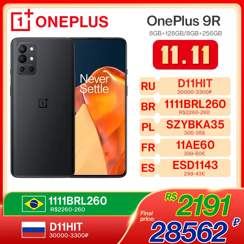 

Смартфон OnePlus 9R, телефон с глобальной прошивкой, экран 9 R, процессор Snapdragon 870, 8 ГБ, 128 ГБ, экран AMOLED 6,55 дюйма 120 Гц, 65 Вт, Официальный магазин OnePlus ...