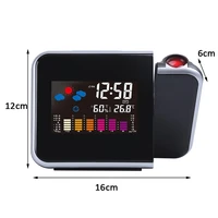 digital projection alarm clock weather station temperature thermometer desk time date display projector calendar usb charger