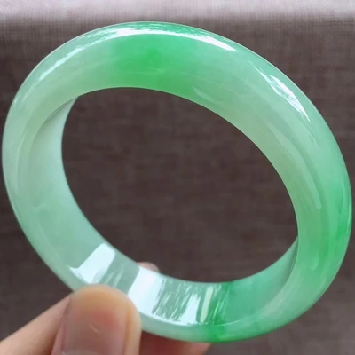 

Natural Burmese Emerald Green 54-64mm Light Color Bracelet Elegant Princess Jewelry Best Gift for Mother and Girlfriend