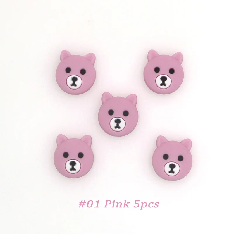 Pink 5pcs Kovict, 5/10 шт, 23 мм, милые мини-силиконовые бусины для пива, силиконовые бусины для грызунов, силиконовые бусины для самостоятельного прорезывания зубов - Цвет: Pink 5pcs