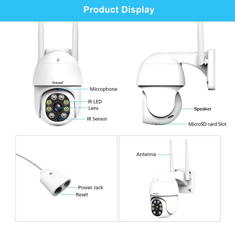 qzt ptz ip camera wifi outdoor 360° night vision cctv camera video surveillance waterproof sricam home security camera outdoor free global shippi