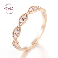 skm 14k rose gold rings diamond rings for women vintage engagement wedding rings designer promise luxury fine jewelry