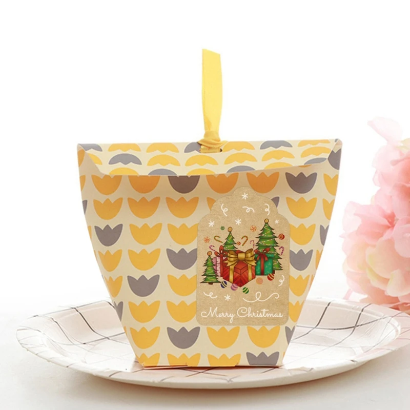 Наклейки рождественские из натуральной крафт-бумаги наклейки для банок