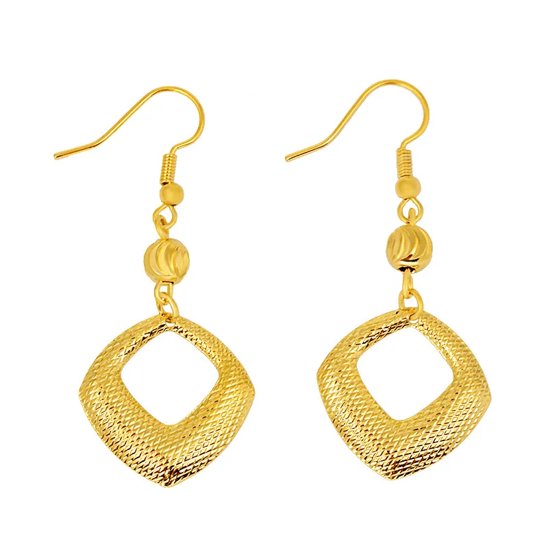 

Elegant 24k Yellow Gold Glossy Ethnic Style Earrings for Women Bride Seaside Resort Wedding Fine Gold Jewelry Stud Earring Gift