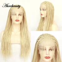 613 honey blonde colored 13x4 lace front wig box braided synthetic hair lace frontal wig knotless full preplucked platinum color