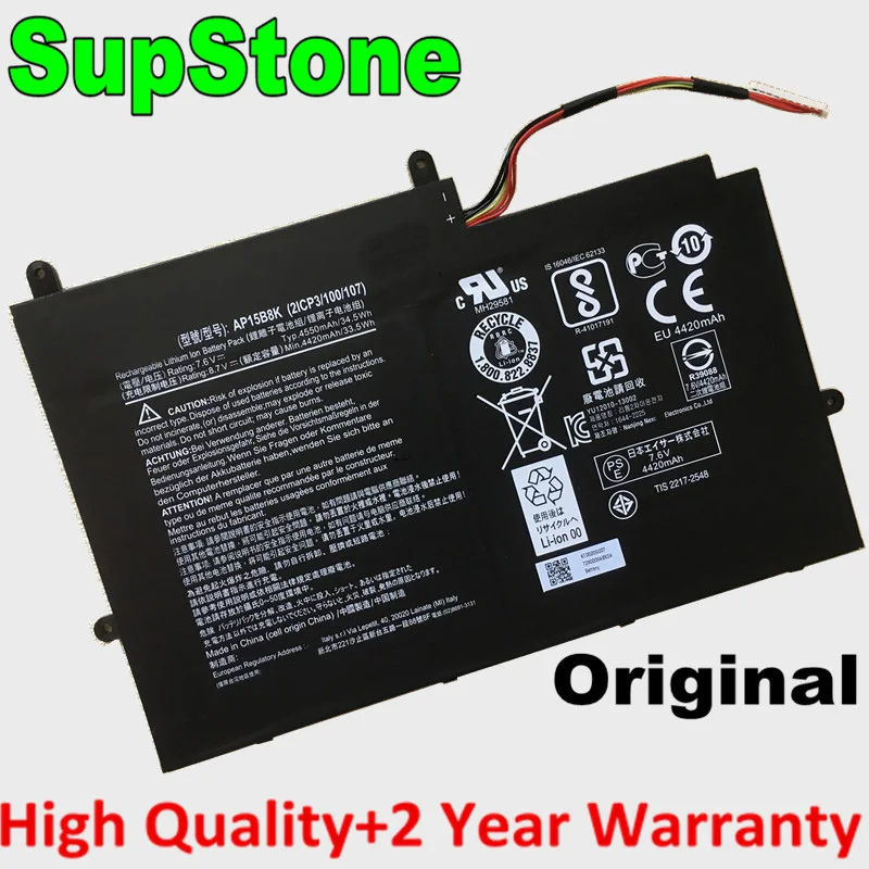 Оригинальный оригинальный аккумулятор SupStone AP15B8K 2ICP3/100/107 для ноутбука Acer Aspire Switch 11