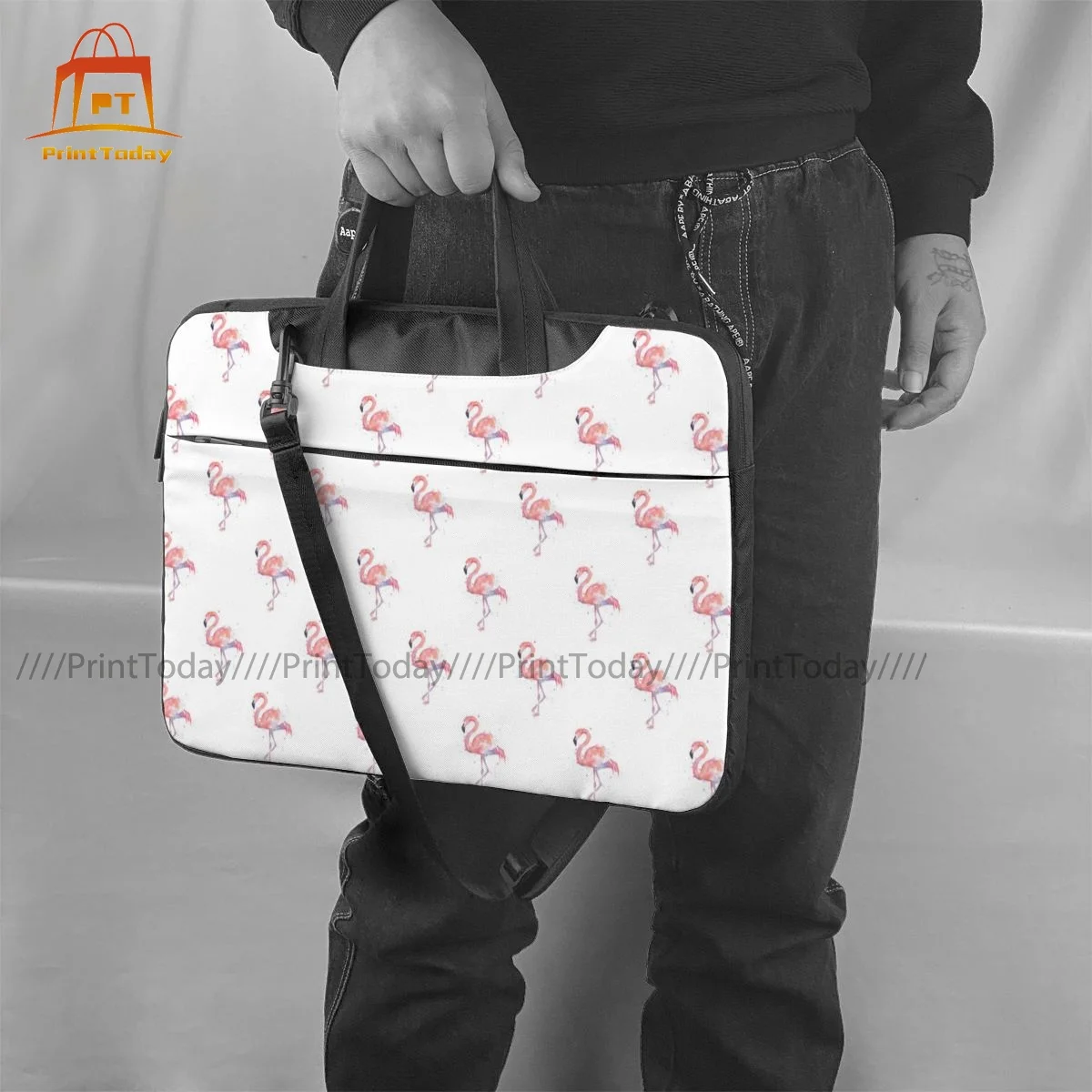 

Flamingo Laptop Bag Case Protective Vintage Computer Bag Bicycle Crossbody Laptop Pouch