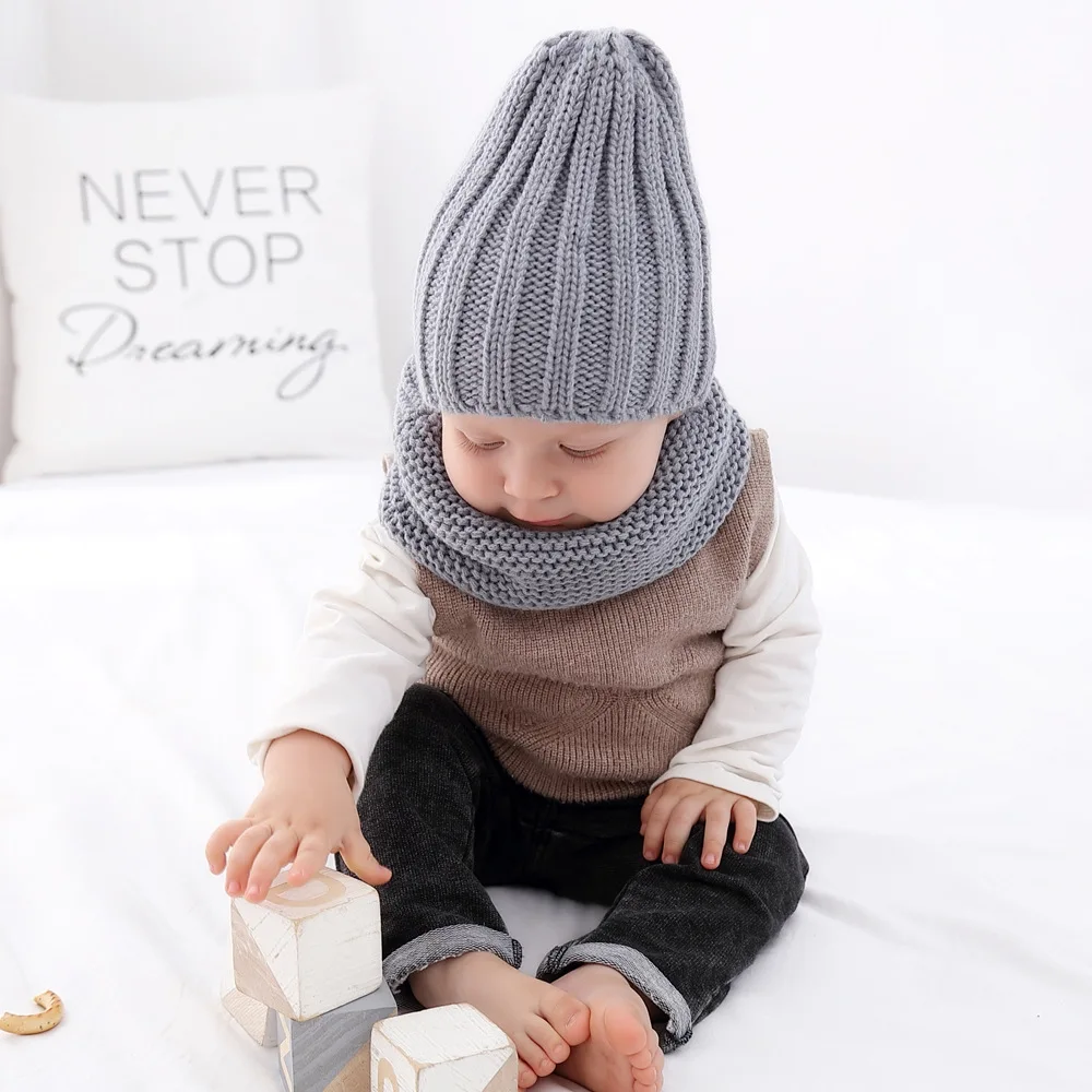REAKIDS милые новые модные для мальчиков и девочек универсальные Хлопковые вязаные шапки осень зима теплые толстые шляпы вязаная шапка для ребенка шапки