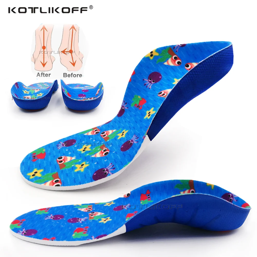 

KOTLIKOFF Children Orthopedic Insole Professional Arch Support Flat Foot OX-Legs Kids Orthotic Shoes soles Heel Insert Foot Care