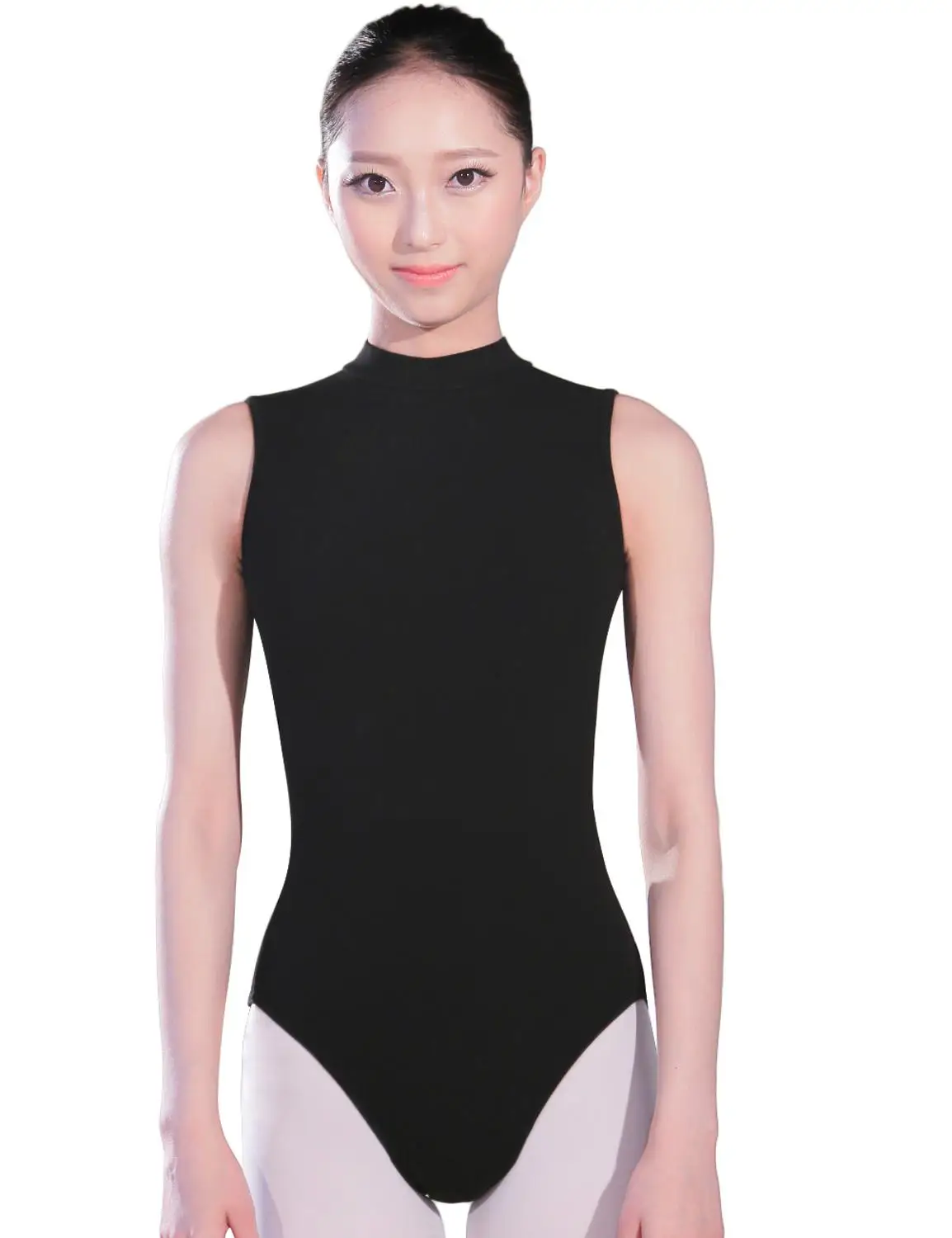 Балетное танцевальное трико Сексуальное Черное женское с высоким воротом без