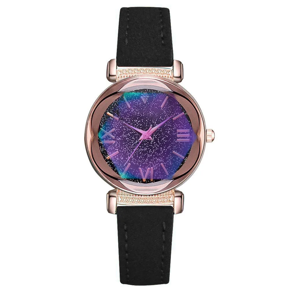 Women Wristwatch Romantic Starry Sky Leather Band Diamond Rhinestone Designer Ladies Clock Wholesale Brand Zegarki Damskie *E | Наручные