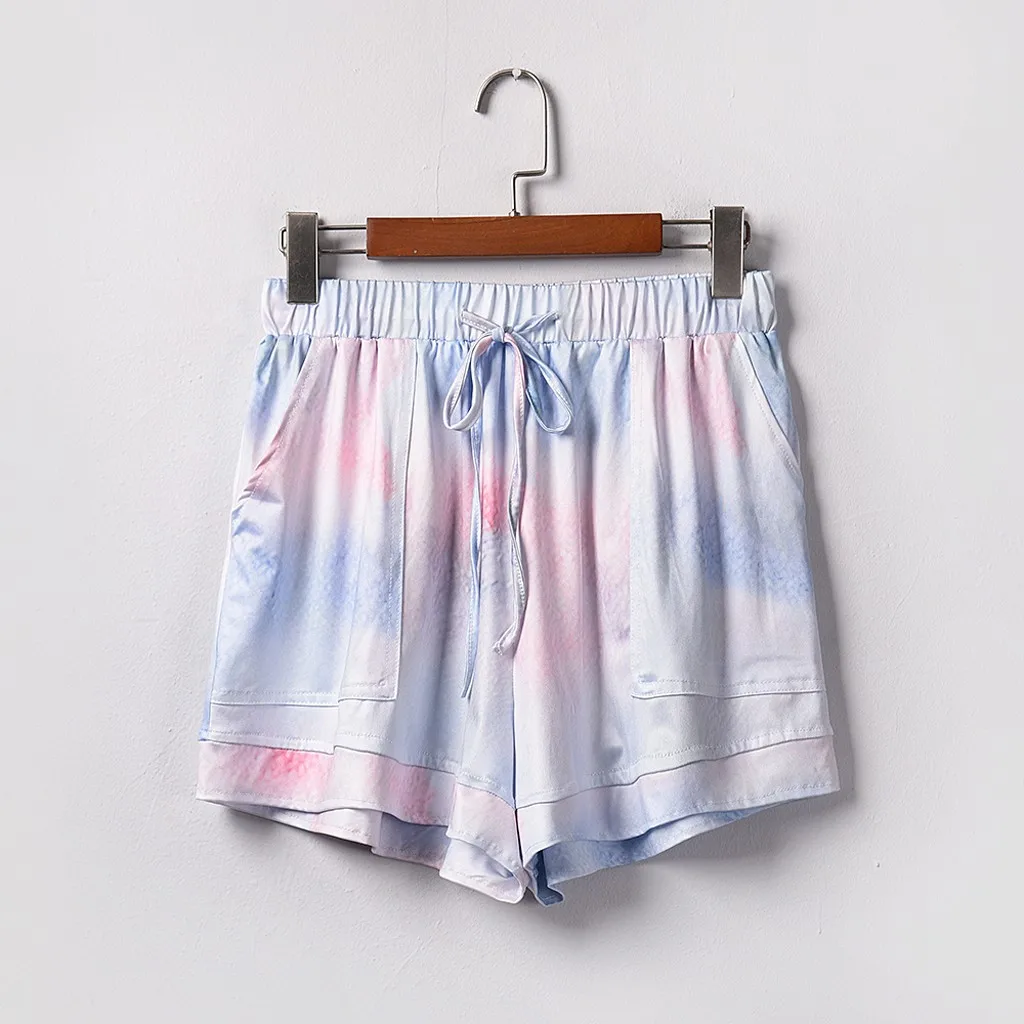 

High waisted Elastic Waist Tie-Dye Floral Shorts Streetwear Leopard Home Casual Holiday Casual Shorts Women's Drop Shipping