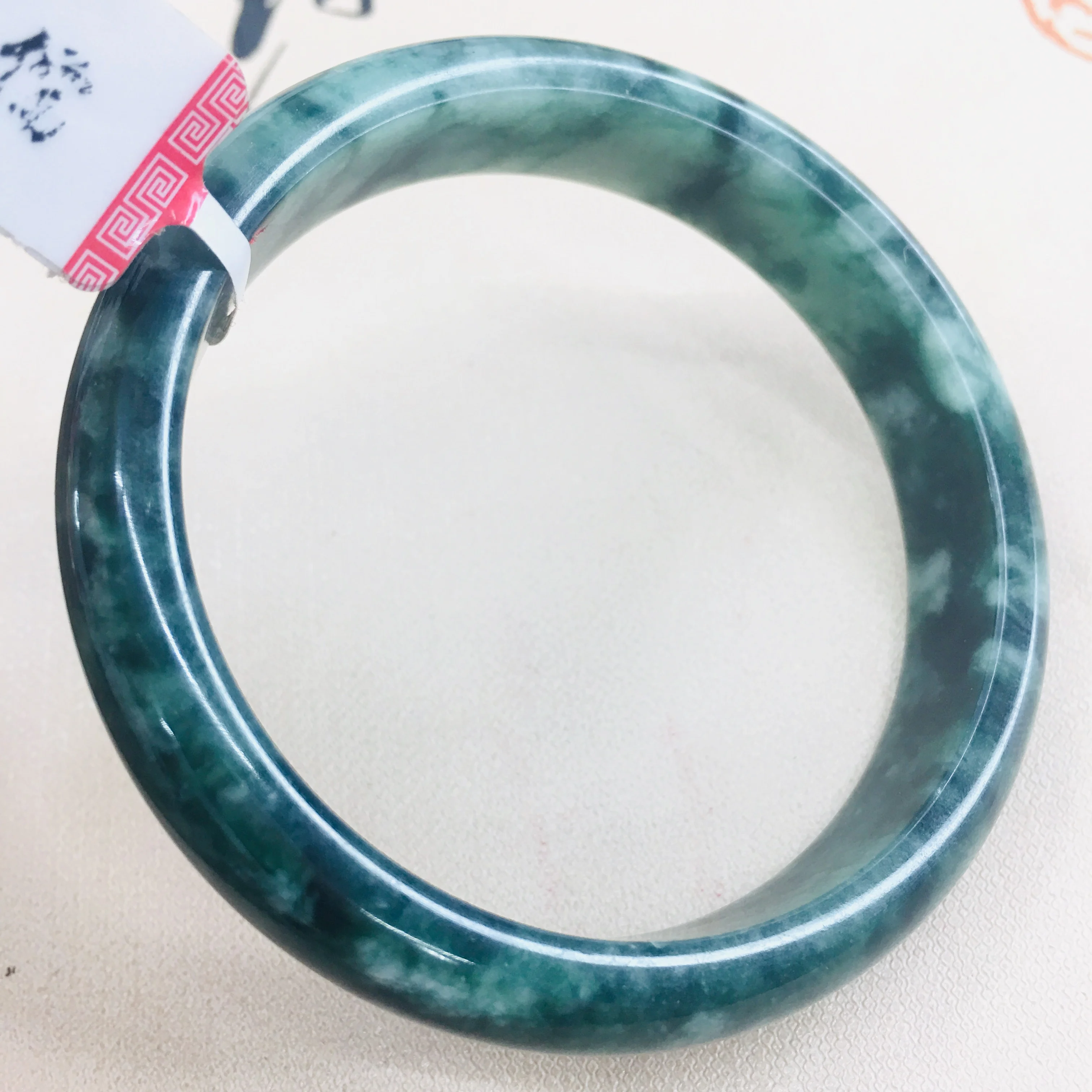 

Zheru Jewelry Pure Natural Jadeite Bracelet Natural noble dark green 54-62mm two-color female jade bracelet Send certificate